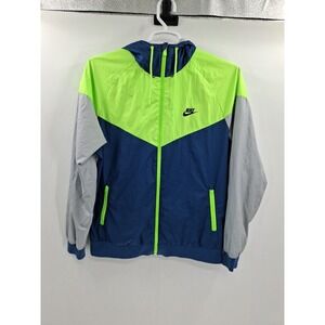 Nike Vintage Rare Windbreaker Windrunner Jacket Nylon Glanz Gray Yellow Neon XXL